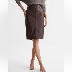 Reiss Women’s Leather Skirt Brown/Maroon Size 2